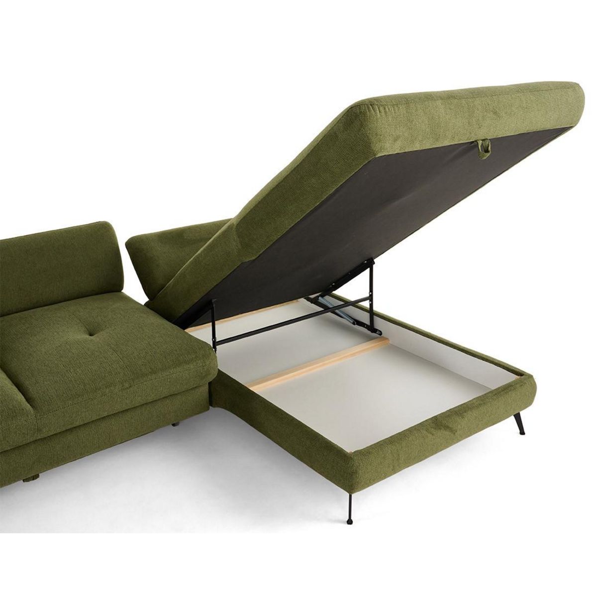 LISA DESIGN Ninon - canapé d'angle droit 4 places convertible avec coffre en tissu texturé