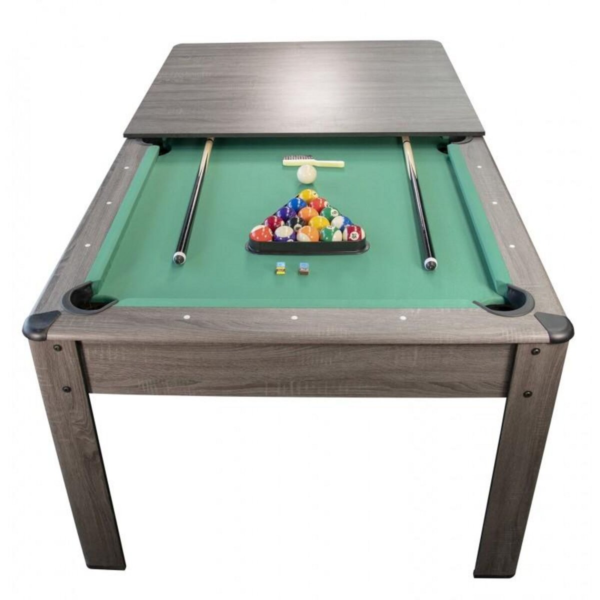 PLAY4FUN Billard Américain HARMONY 6Ft - 206,5 x 116,5 x 80 cm avec accessoires et plateau dînatoire - Gris