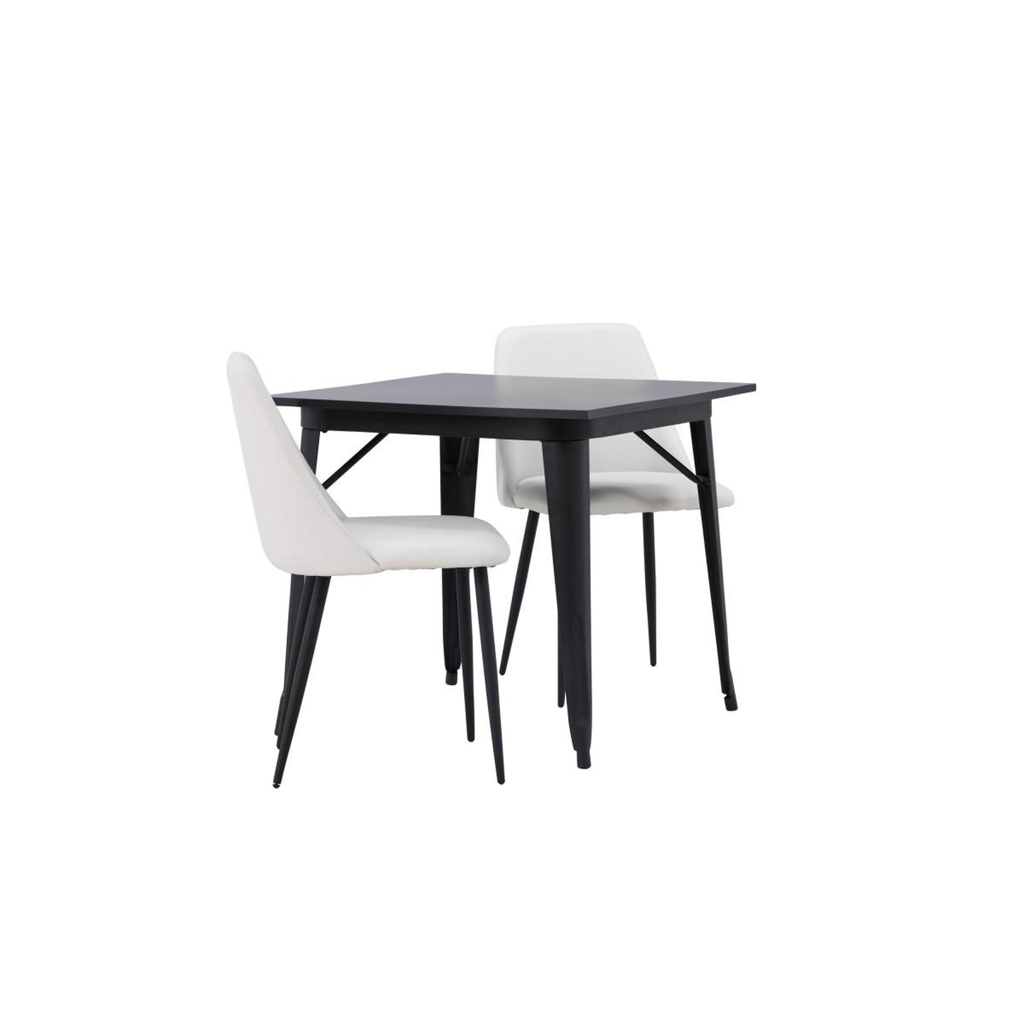 Voir la diapositive 4 : Paris Prix Ensemble table à manger & 2 chaises  tempe & night  80cm noir & blanc