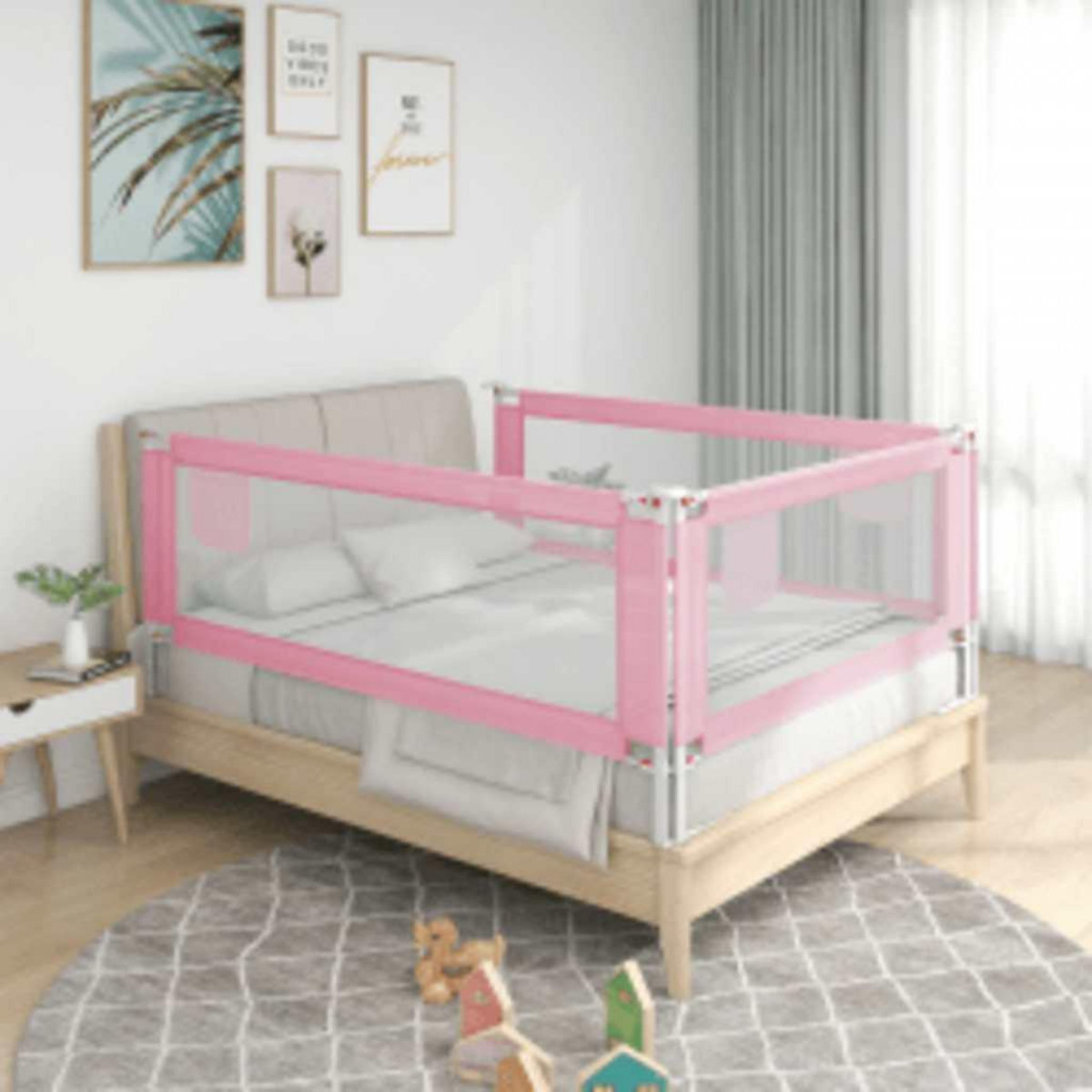 VIDAXL Barriere de securite de lit d'enfant Rose 140x25 cm Tissu
