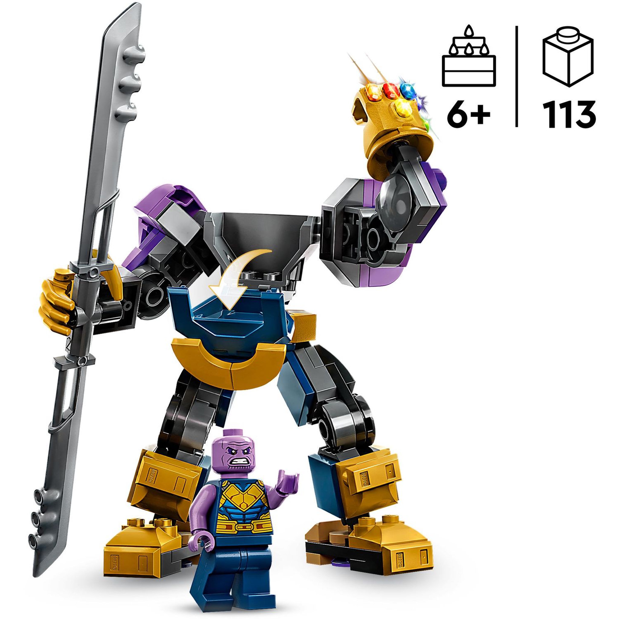 Voir la diapositive 4 : LEGO Marvel 76242 L&rsquo;Armure Robot de Thanos, Figurine Avengers, Jouet de Construction, avec Gant de l'Infini
