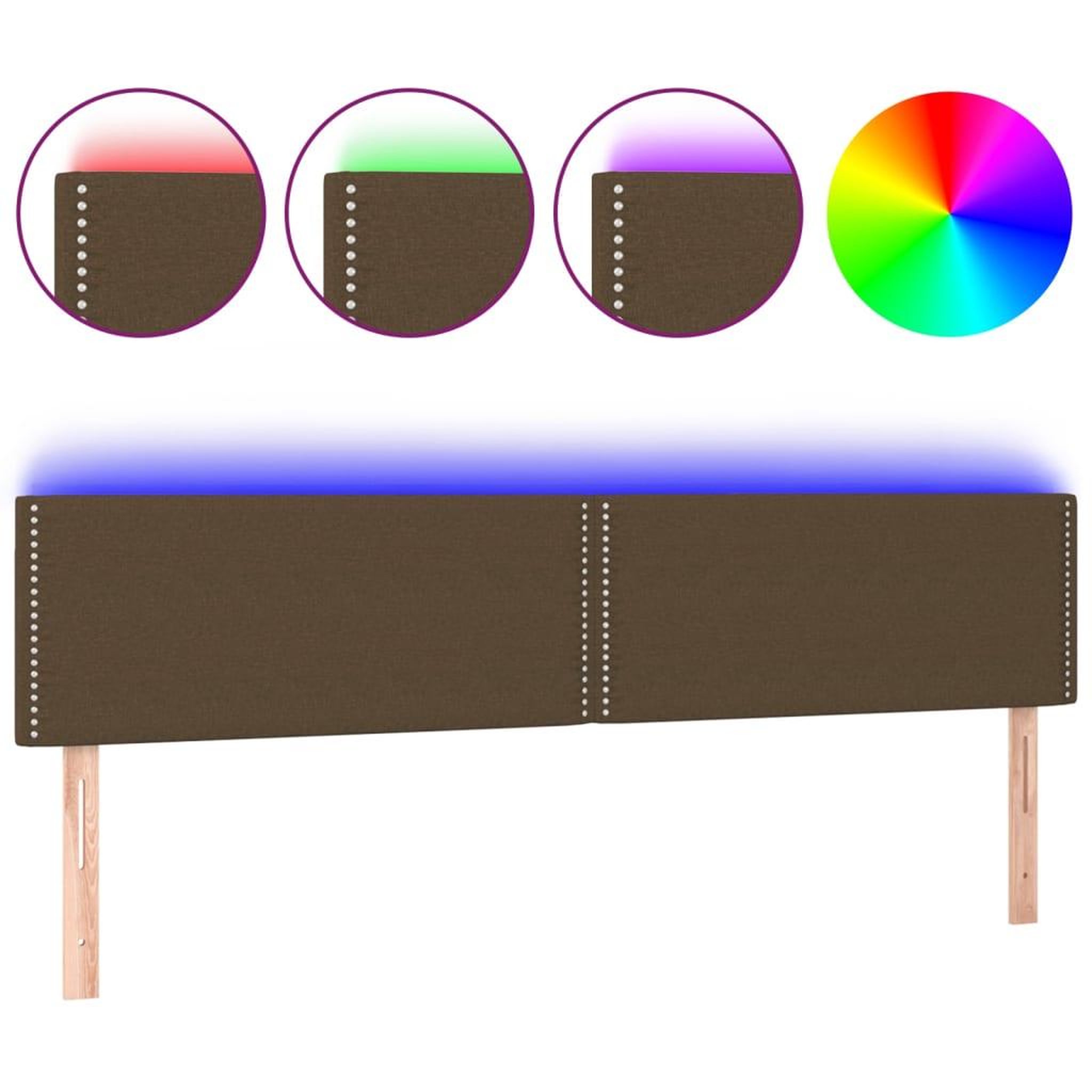 Voir la diapositive 2 : VIDAXL Tete de lit a LED Marron Fonce 160x5x78/88 cm Tissu