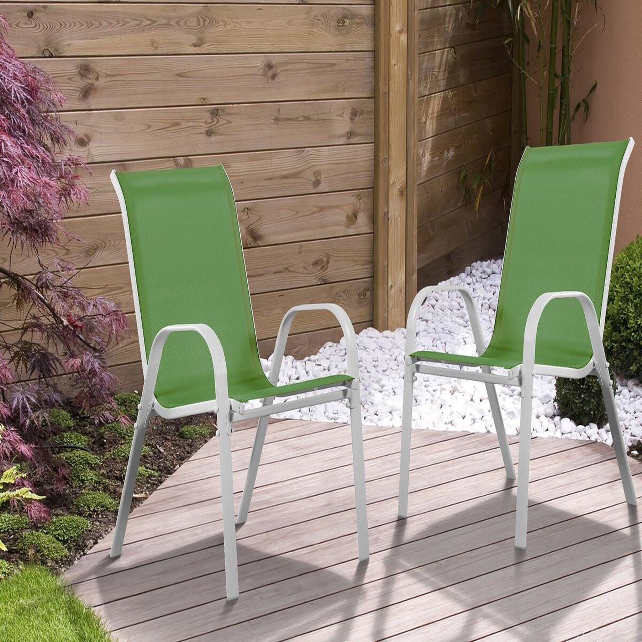 Voir la diapositive 2 : Habitat et Jardin Fauteuil jardin Textilène  Cordoba  - Phoenix - Vert - Lot de 2