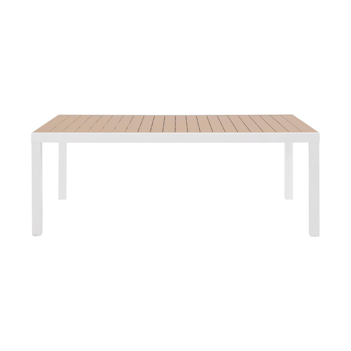 SWEEEK Table de jardin extensible aluminium blanc et plateau effet bois 10-12 places - Elora
