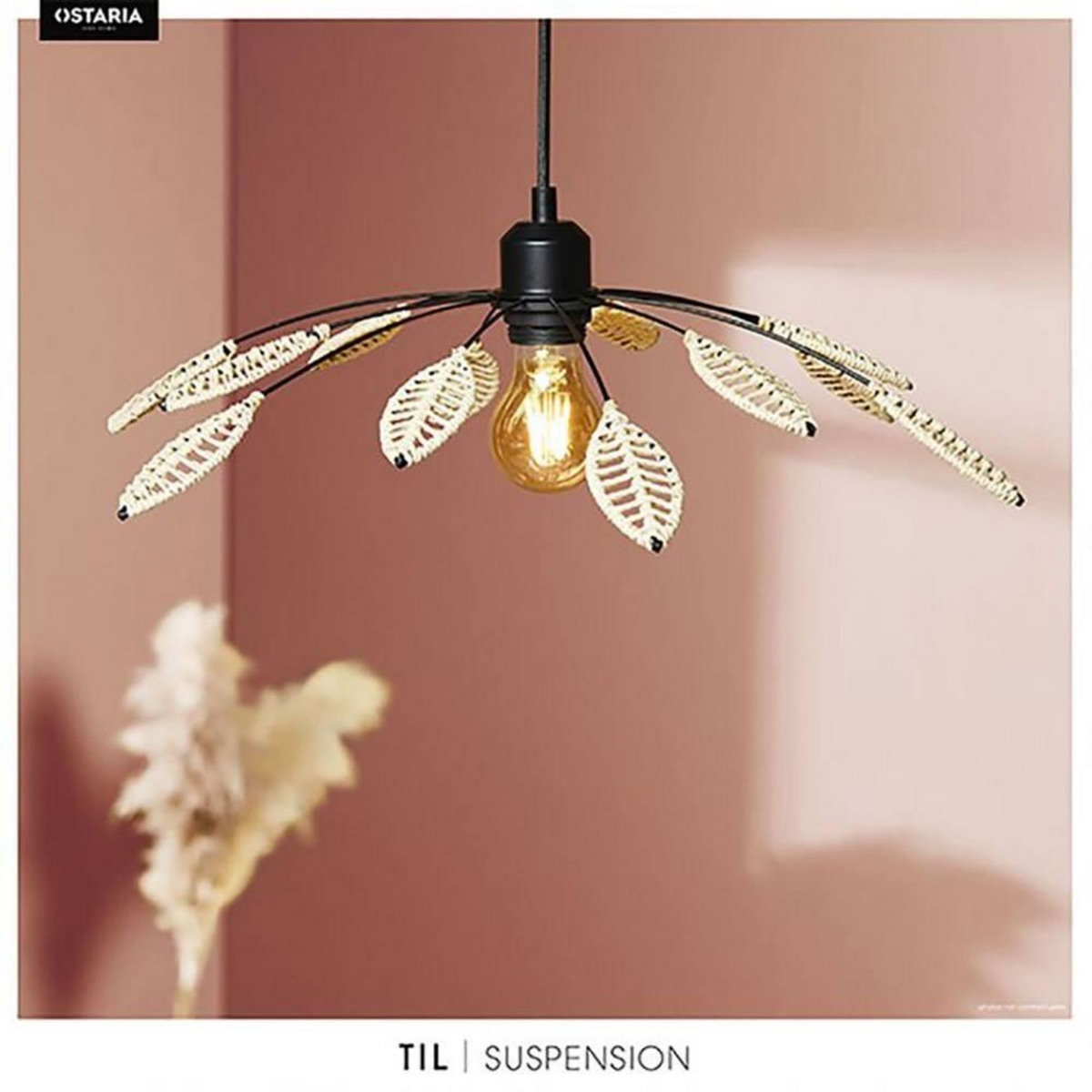 OSTARIA Suspension métal corde Til naturel D50