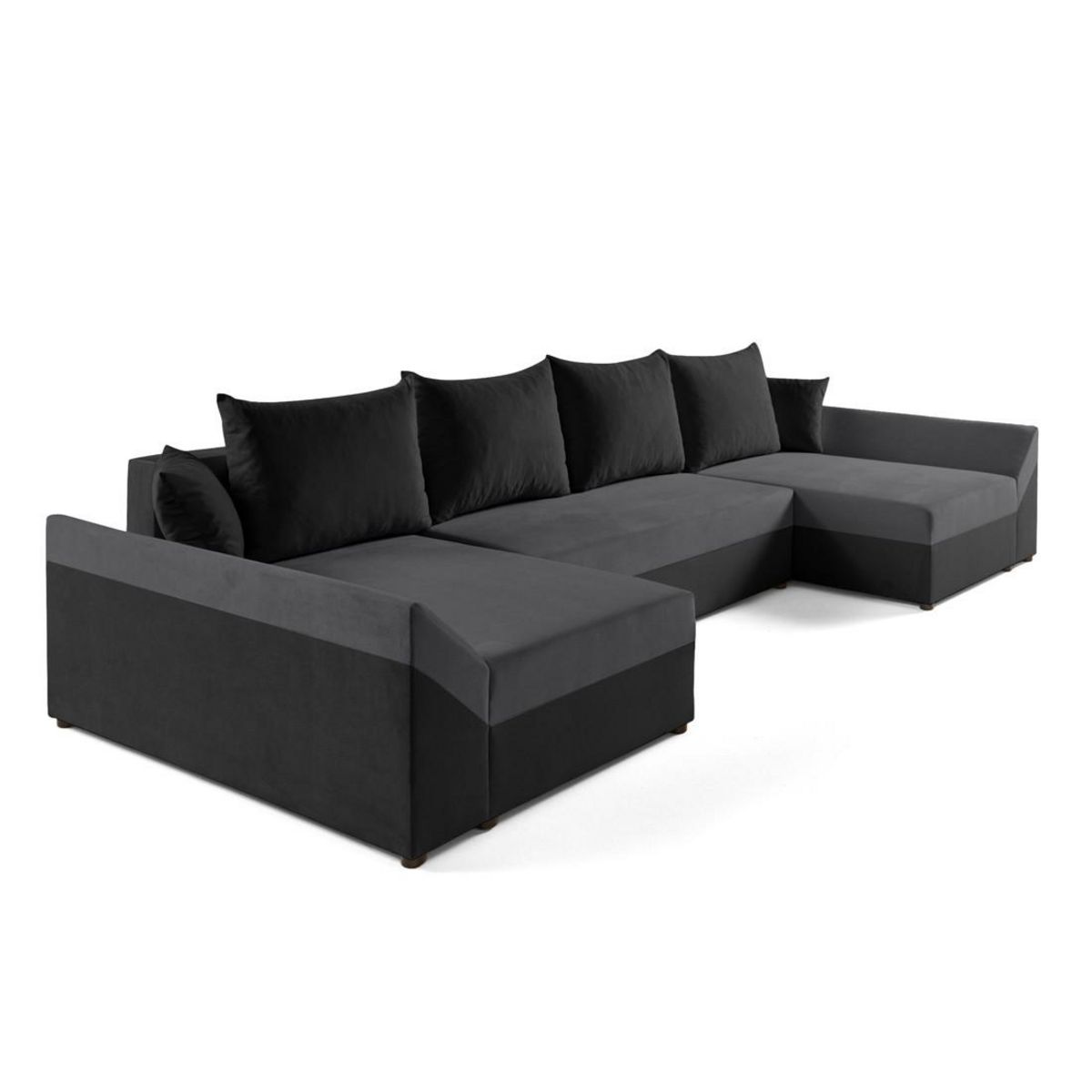 BEST MOBILIER Mike - canapé panoramique en u - 7 places - convertible - avec coffre - en velours