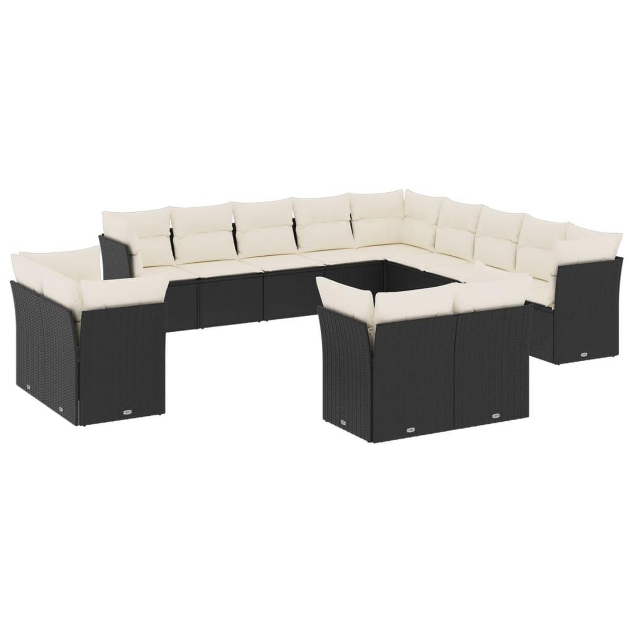 Voir la diapositive 2 : VIDAXL Salon de jardin avec coussins 13 pcs noir resine tressee