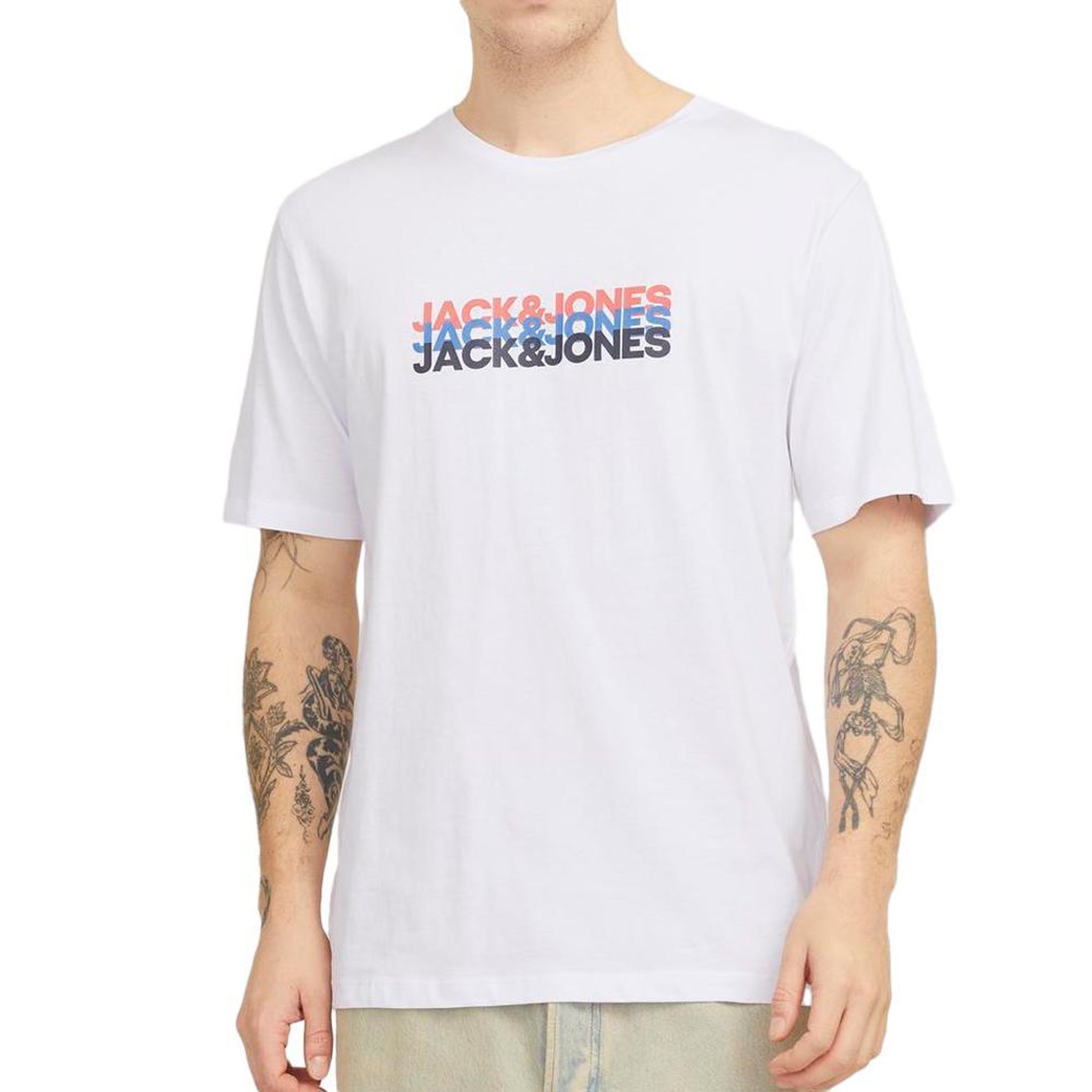 Jack & Jones T-Shirt Blanc Homme Jack & Jones Cyber. Coloris disponibles : Blanc