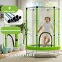 Voir la diapositive 5 : HOMCOM Trampoline enfant Ø140 cm max. 45 Kg - filet sécurité, porte zippée, 6 poteaux rembourrés - vert pomme
