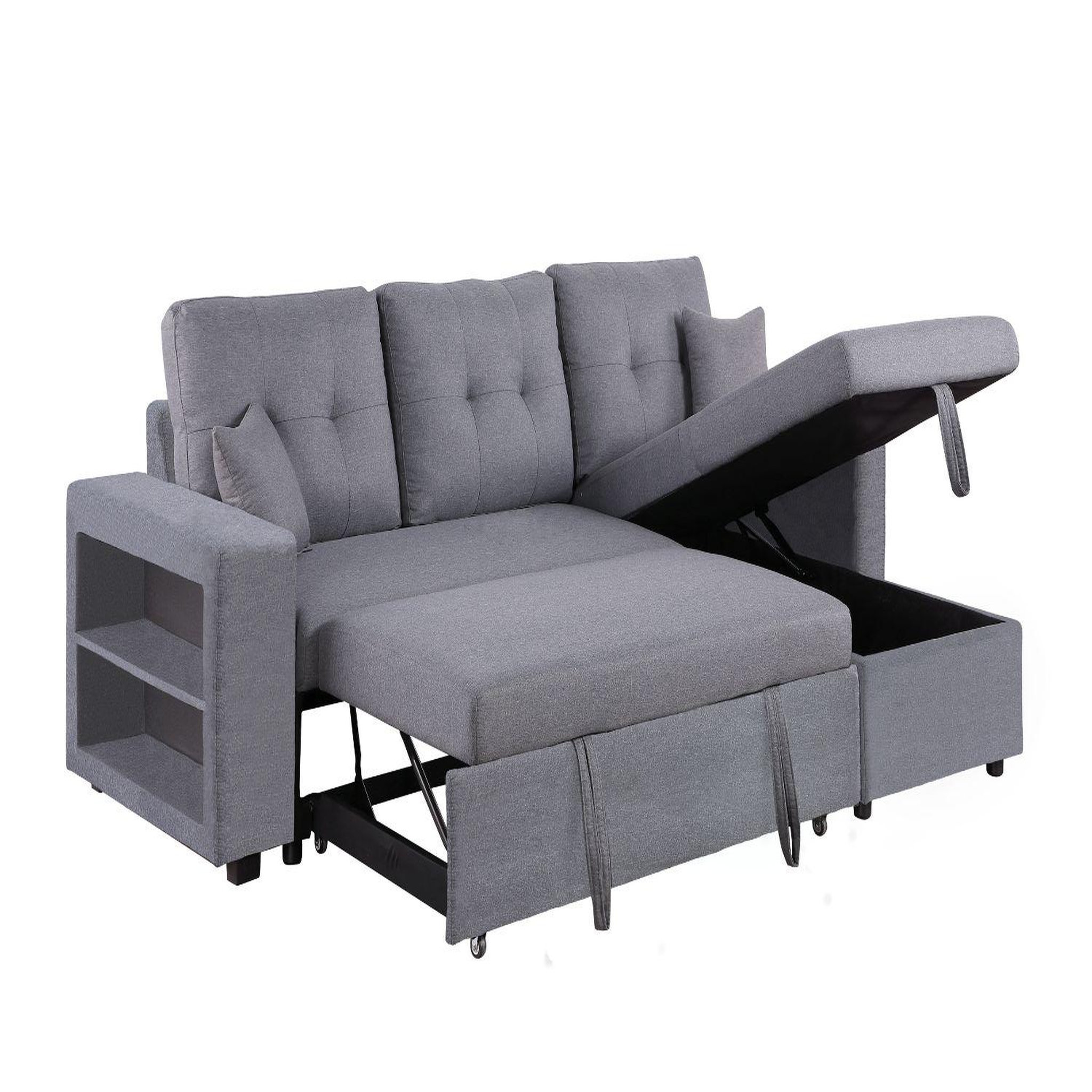Voir la diapositive 4 : CONCEPT USINE Canapé d'angle droit convertible en tissu gris 4 places glasgow