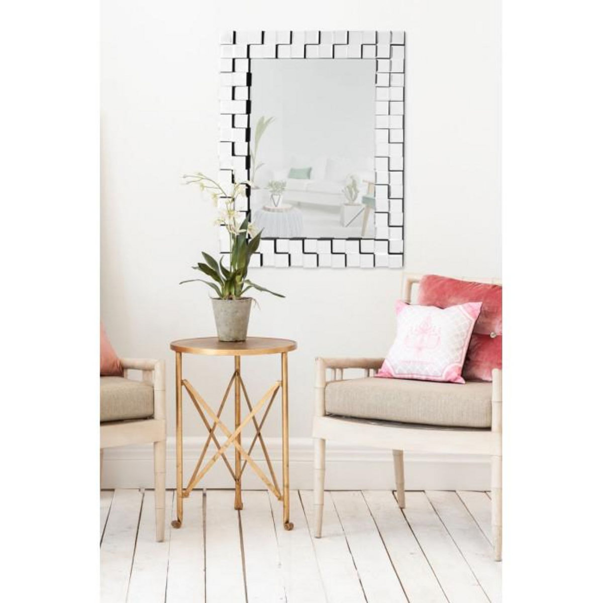 Paris Prix Miroir Mural Design  Dionysus  85cm Argent