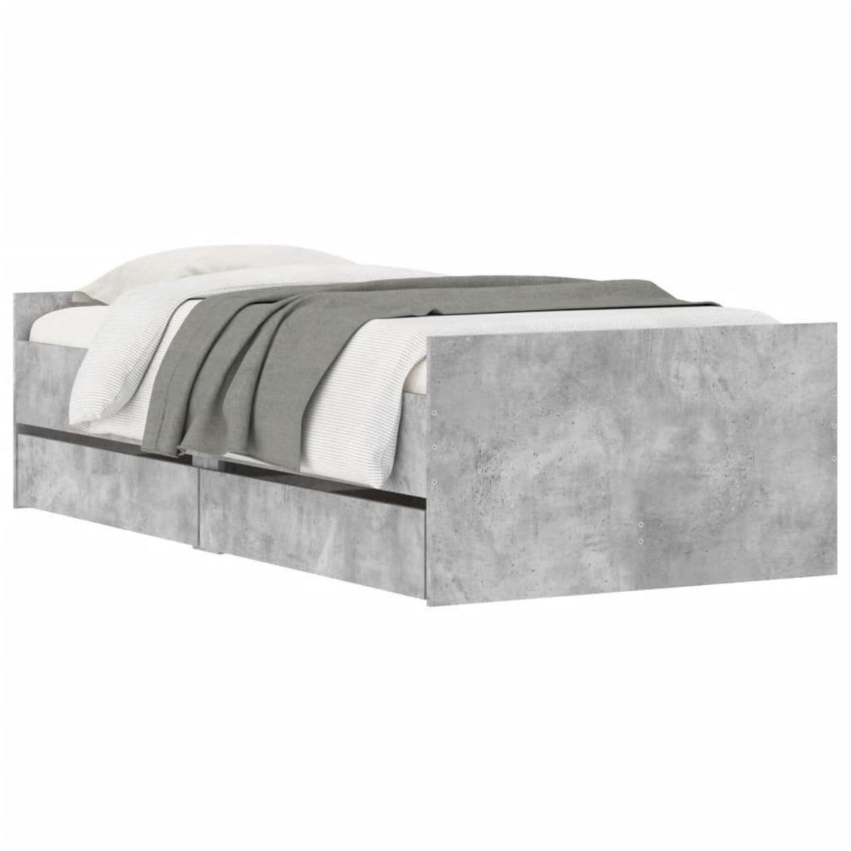 VIDAXL Cadre de lit avec tiroirs sans matelas gris beton 100x200 cm