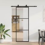 VIDAXL Porte coulissante kit de quincaillerie noir 76x205 cm verre ESG