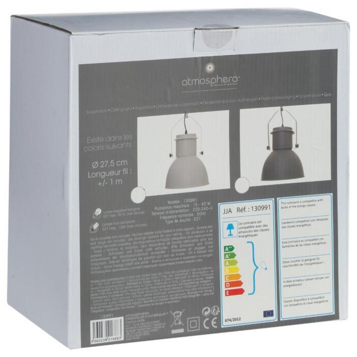 ATMOSPHERA Suspension  Factory  Métal 27cm Blanc