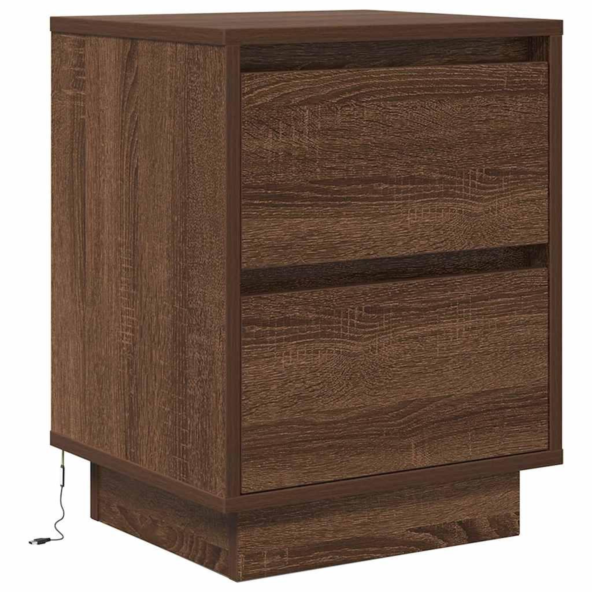 Voir la diapositive 3 : VIDAXL Table de chevet avec lumieres LED chene marron 38x34x50 cm