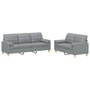 Voir la diapositive 2 : VIDAXL Ensemble de canapes 2 pcs coussins gris clair tissu