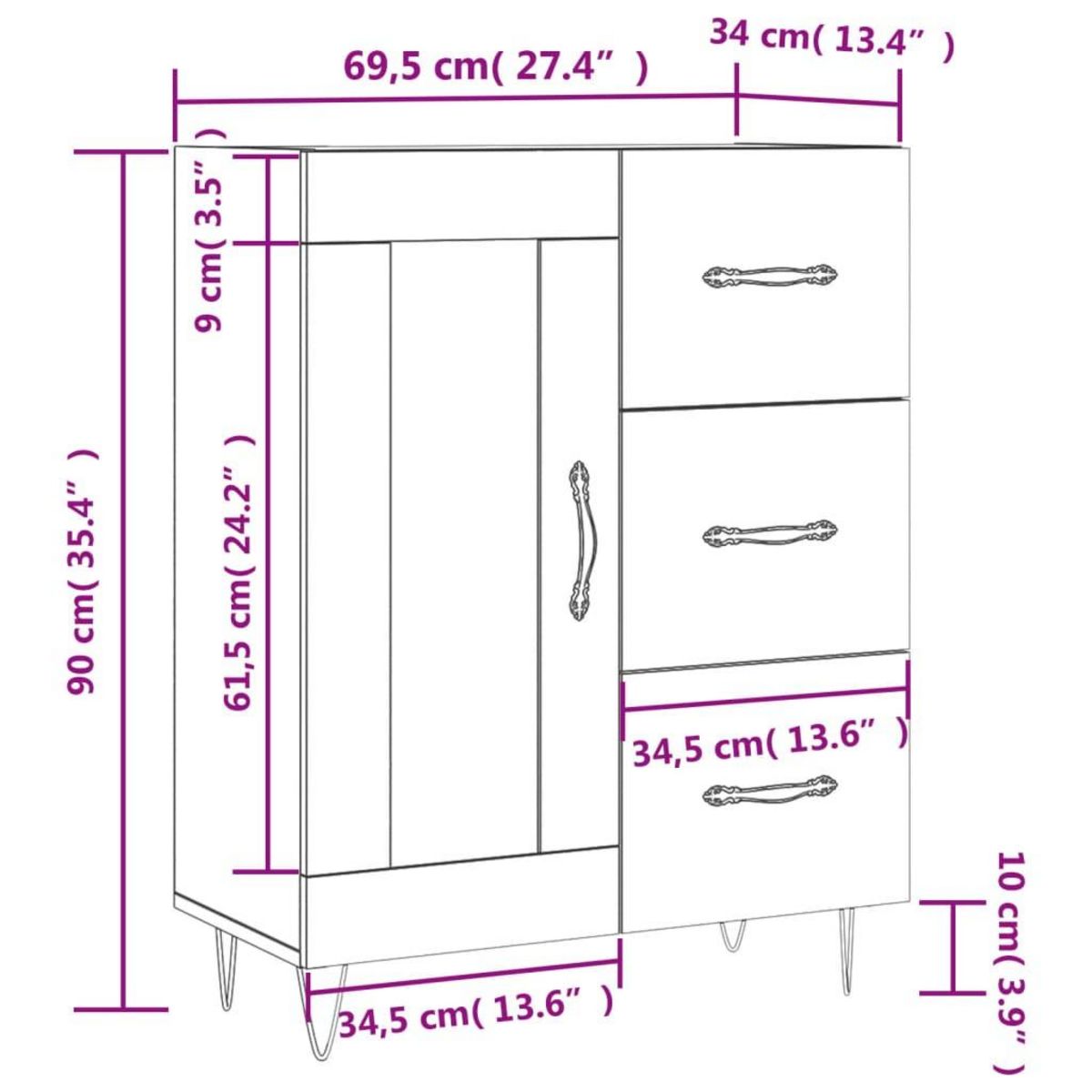 VIDAXL Buffet blanc 69,5x34x90 cm bois d'ingenierie