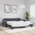 VIDAXL Lit de jour avec gigogne sans matelas gris fonce 100x200 cm