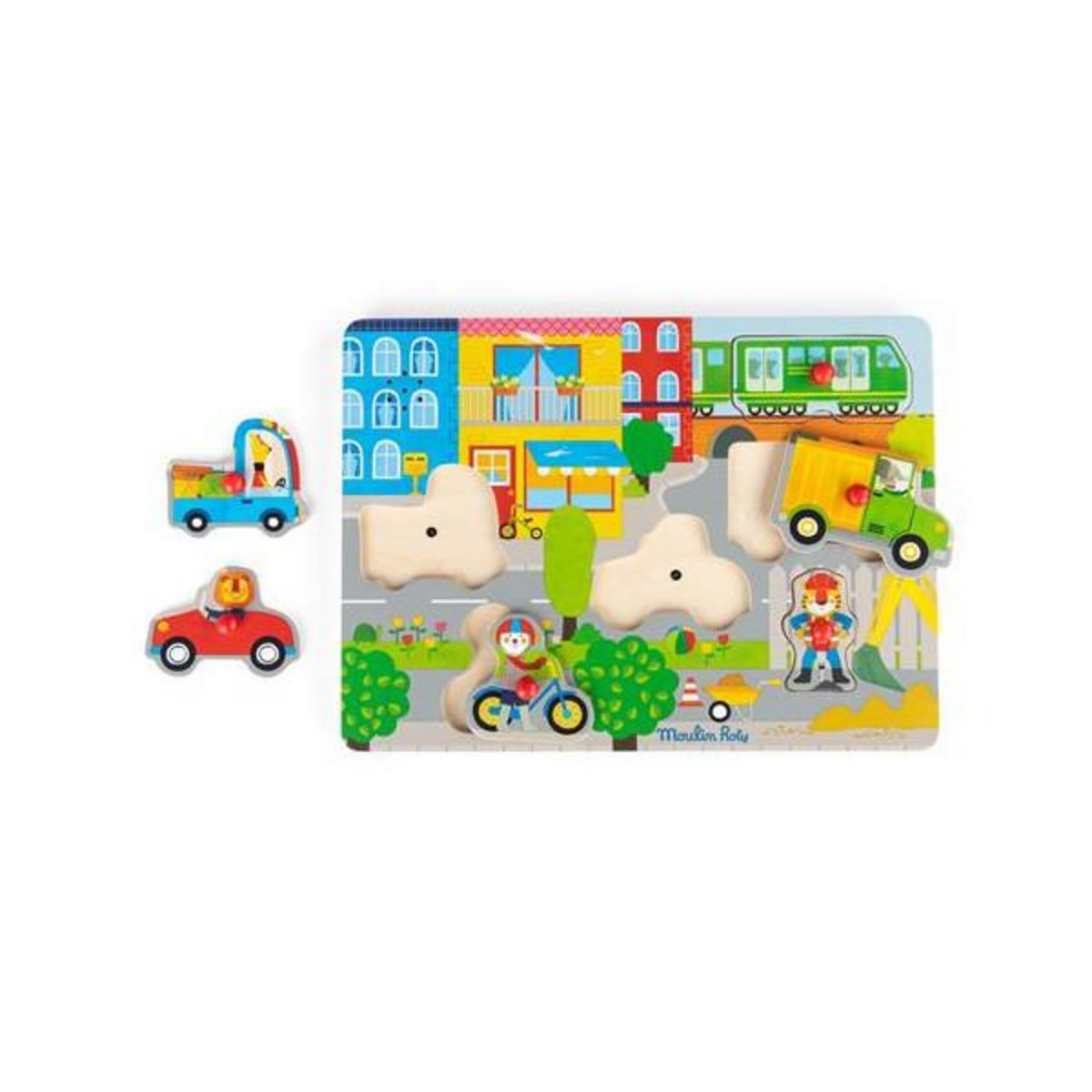 MOULIN ROTY Puzzle en bois 6 pièces Moulin Roty Ville sonore Les Popipop