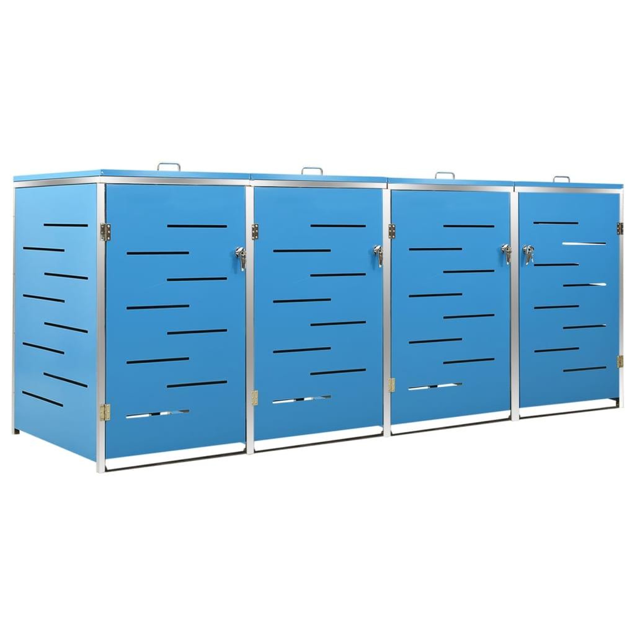 Voir la diapositive 2 : VIDAXL Abri pour quatre poubelles 276,5x77,5x112,5 cm Inox