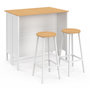 Voir la diapositive 3 : ID MARKET Ensemble table de bar îlot Achille et 2 tabourets bois blanc plateau façon hêtre