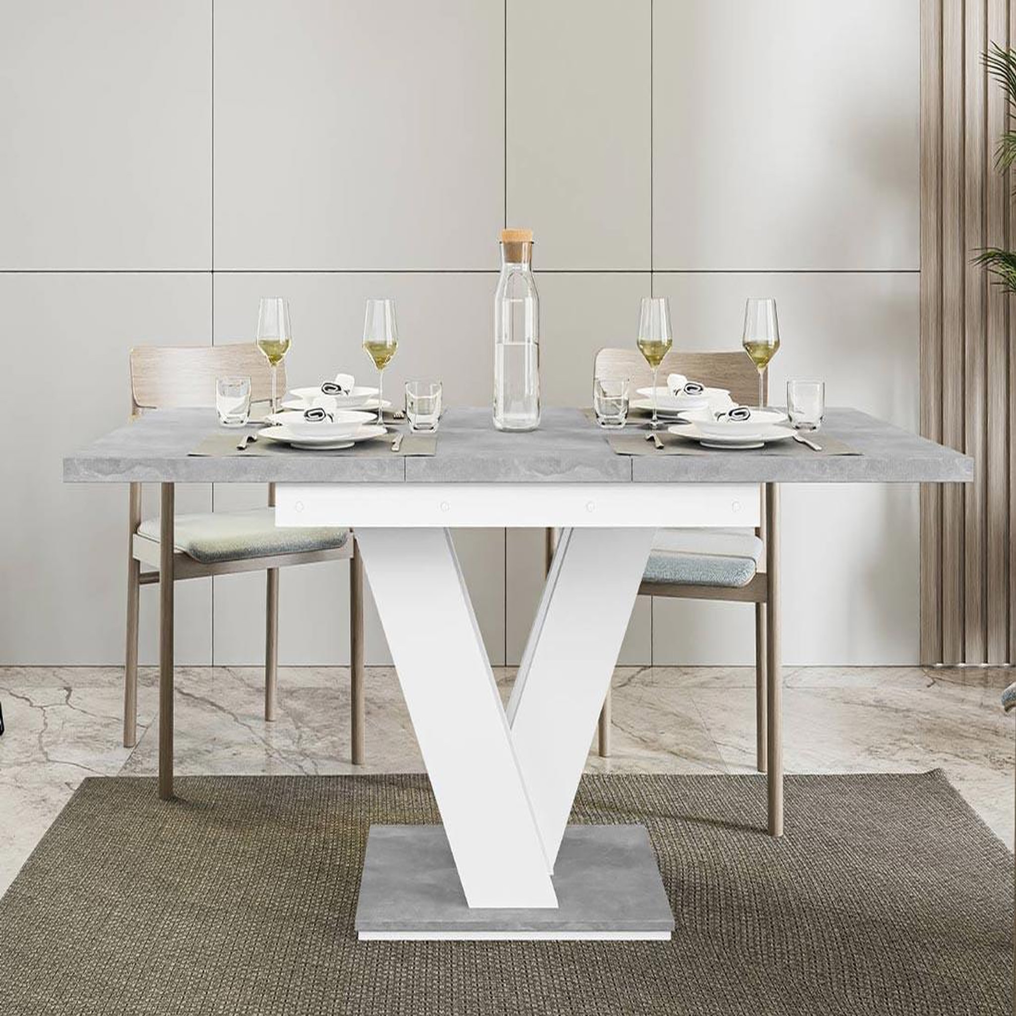 Voir la diapositive 2 : BEST MOBILIER Xandriel - table à manger extensible - gris et blanc - 4 à 6 personnes
