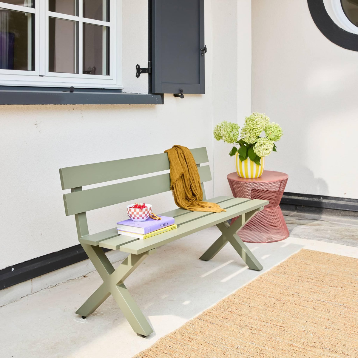 SWEEEK Table d'appoint extérieure acier effet grillagé terracotta - Tivo