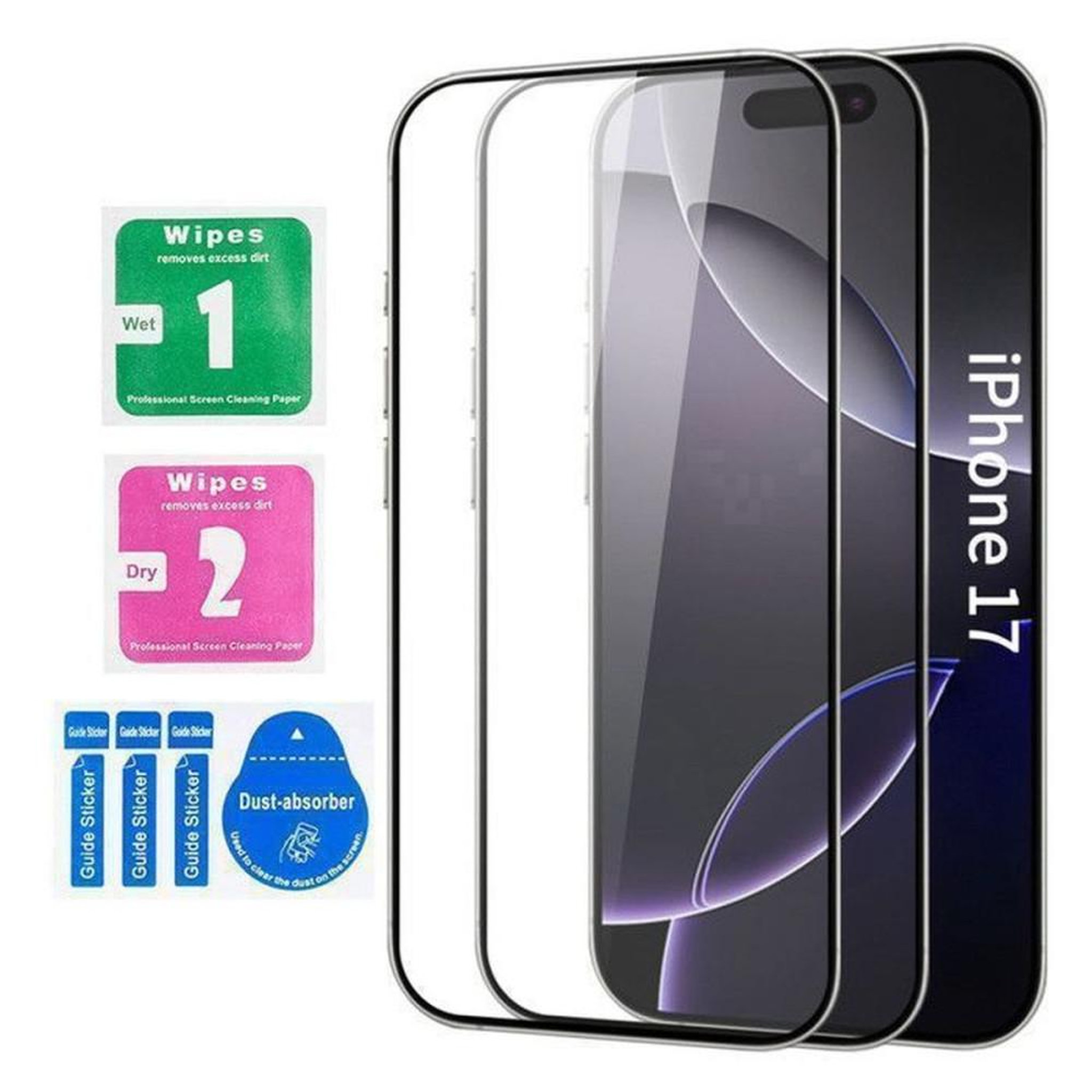 Film de protection écran en verre trempé pour iPhone 17 6,3 , 9H, lot de 2
