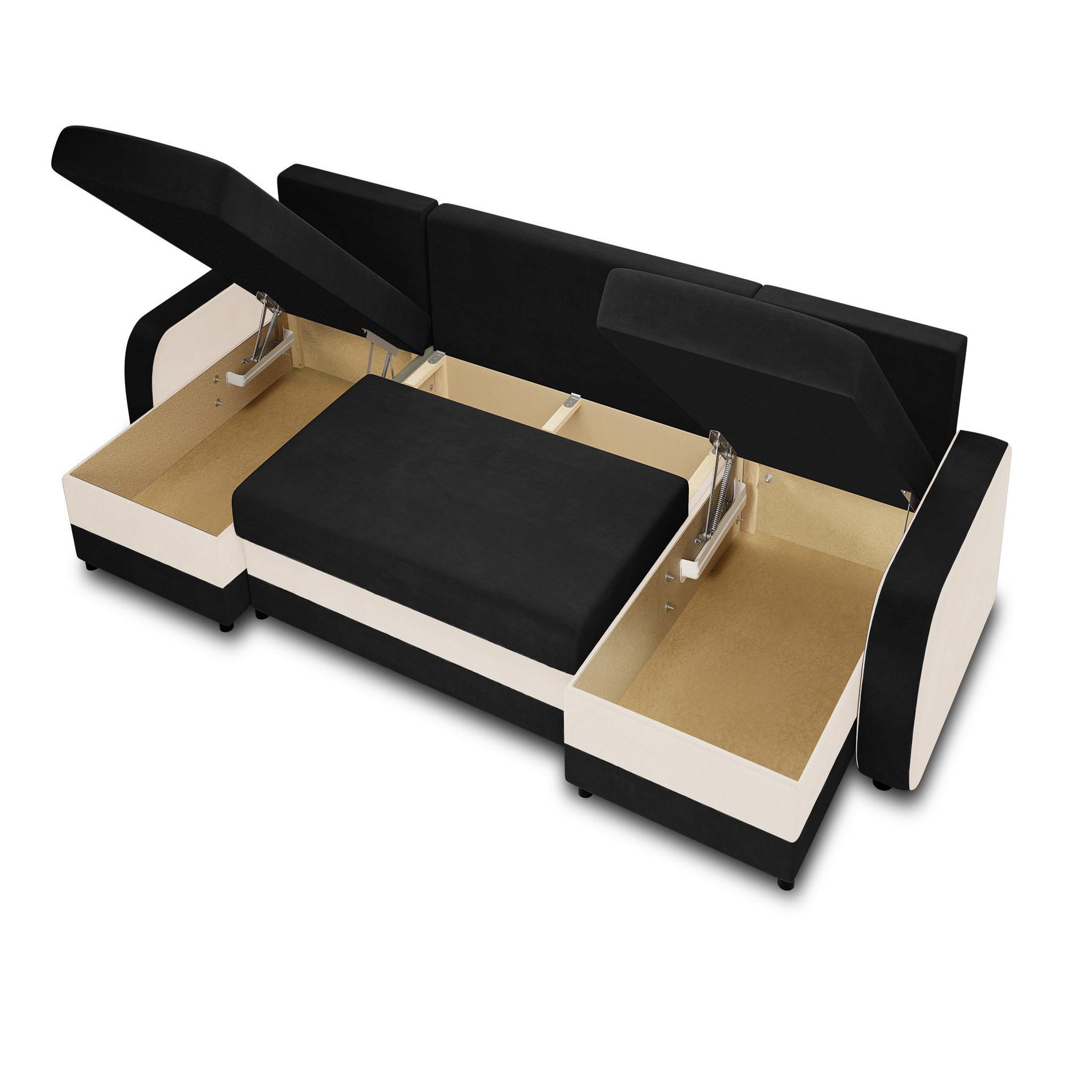 Voir la diapositive 3 : BEST MOBILIER Valos - canapé panoramique en u - 7 places - convertible avec coffre - en velours