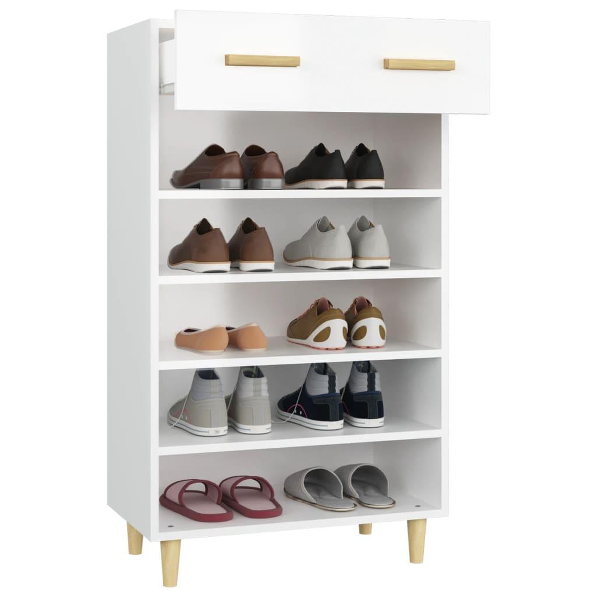 Voir la diapositive 5 : VIDAXL Armoire a chaussure Blanc brillant 60x35x105 cm Bois ingenierie