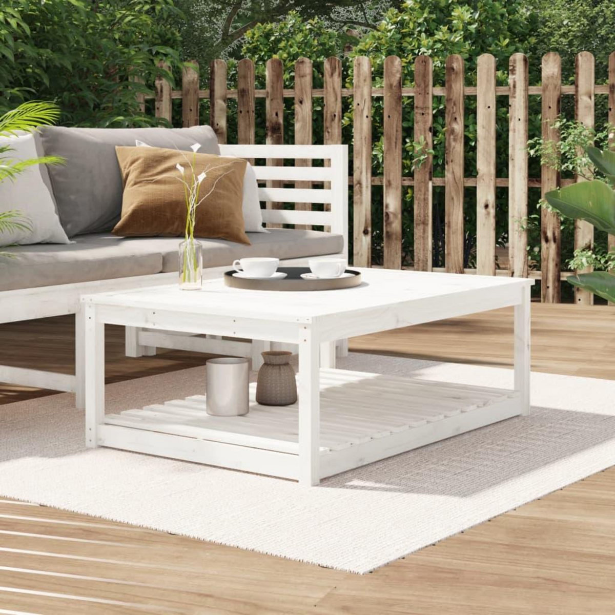 VIDAXL Table de jardin blanc 121x82,5x45 cm bois massif de pin