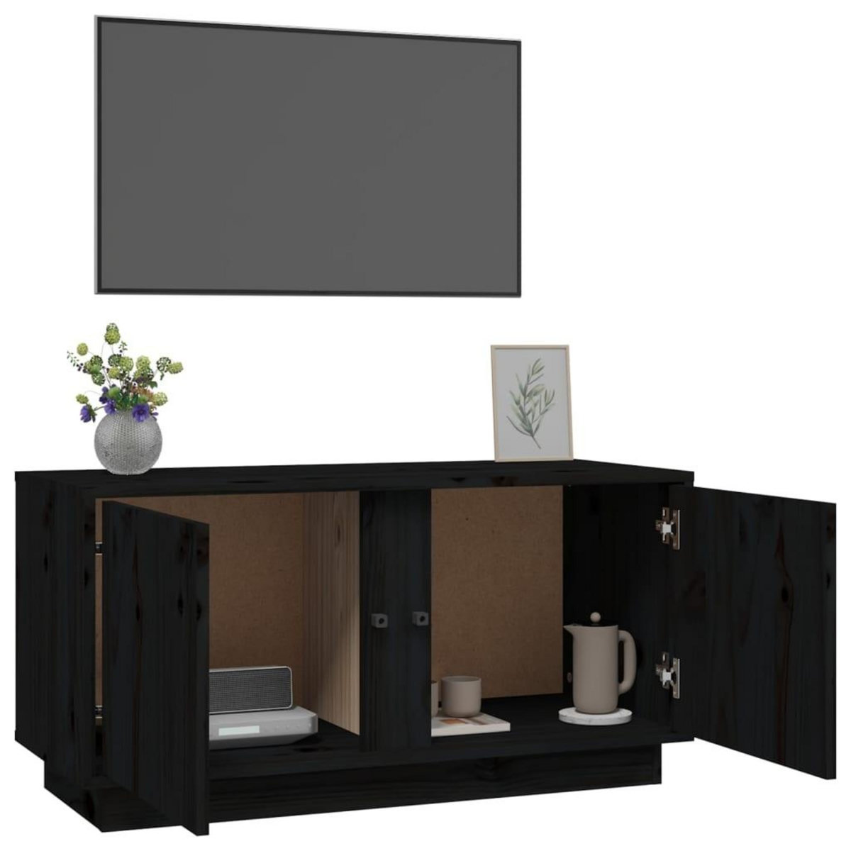 VIDAXL Meuble TV Noir 80x35x40,5 cm Bois de pin massif