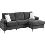 Habitat et Jardin Canapé d'angle droit en tissu chenille  Jade  - 3 places - Gris