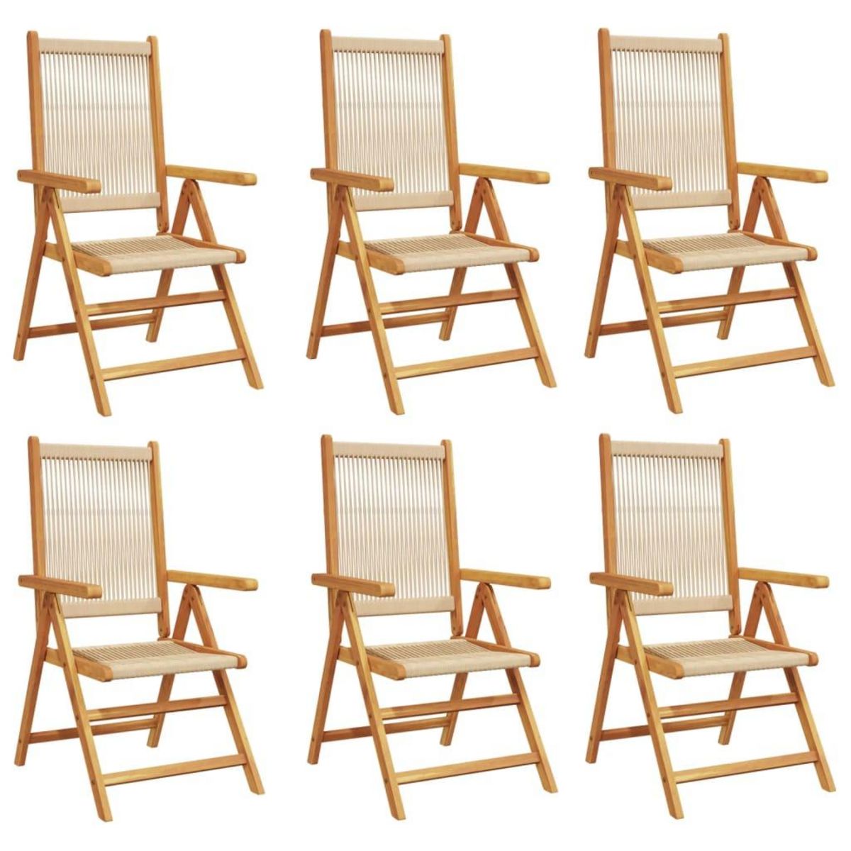 VIDAXL Chaises inclinables de jardin lot de 6 beige bois massif acacia