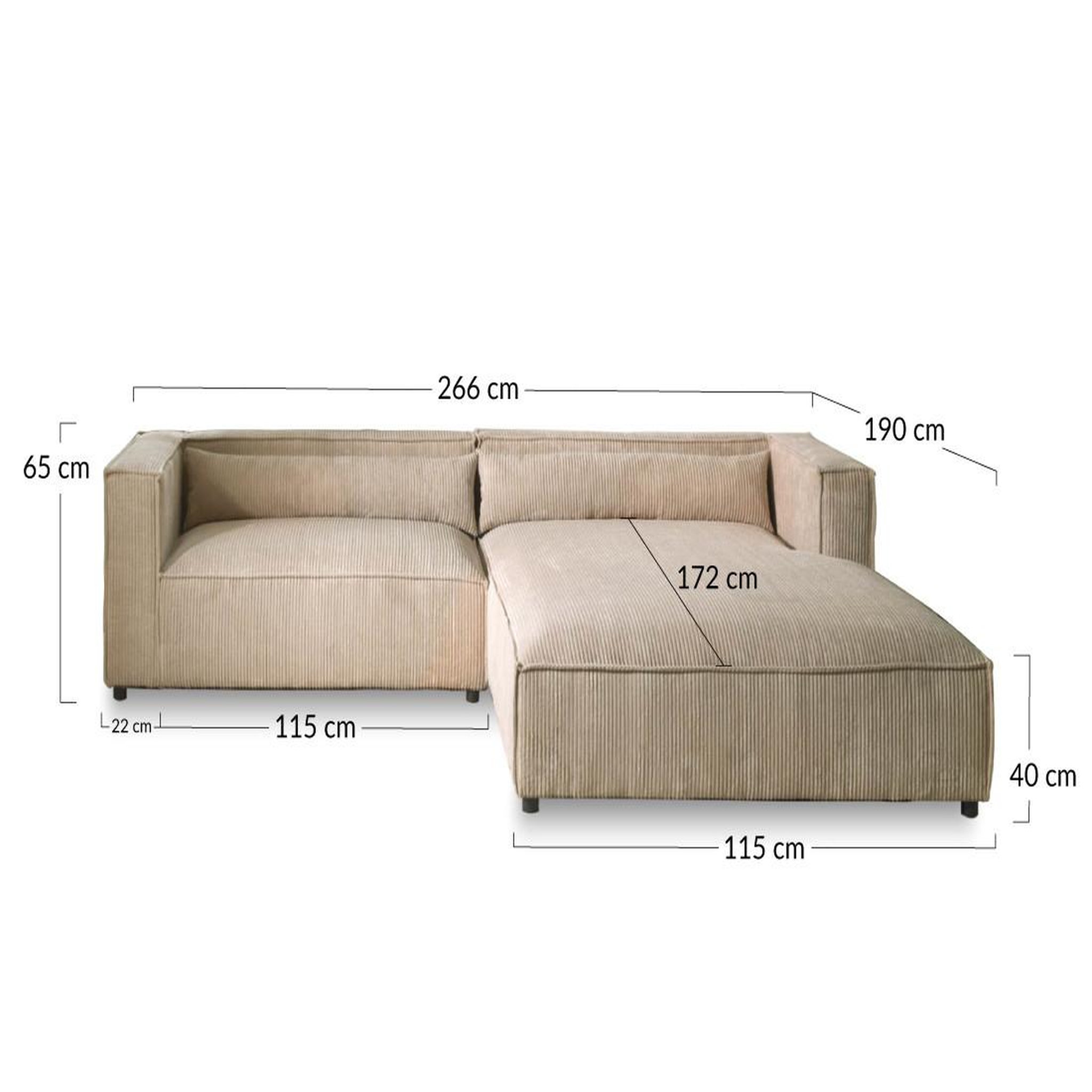 Voir la diapositive 6 : BEST MOBILIER Ela - canapé d'angle droit 4 places - en velours côtelé - style contemporain