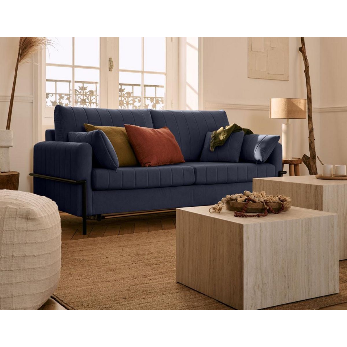 LISA DESIGN Ercolano - canapé 3 places convertible - couchage quotidien - matelas 11 cm - en velours