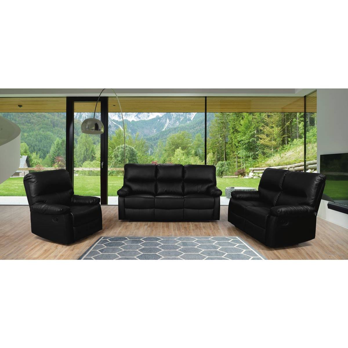Habitat et Jardin Canapé relax  Lincoln  - 197 x 89 x 103 cm - 3 places - Noir