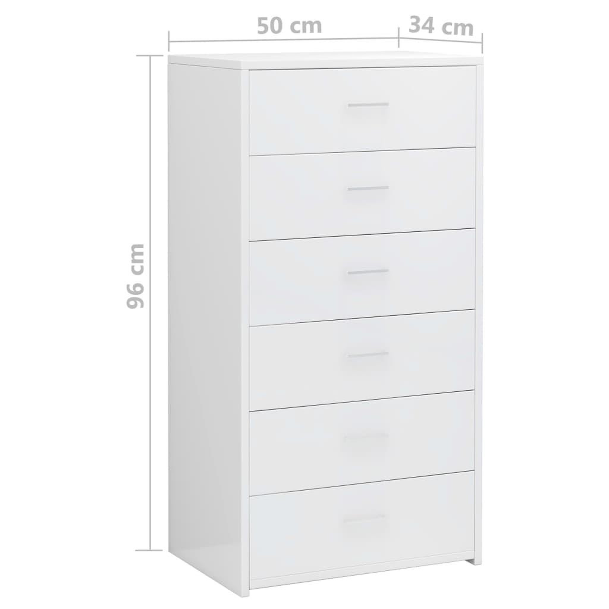 Voir la diapositive 6 : VIDAXL Buffet avec 6 tiroirs Blanc brillant 50x34x96cm Bois ingenierie