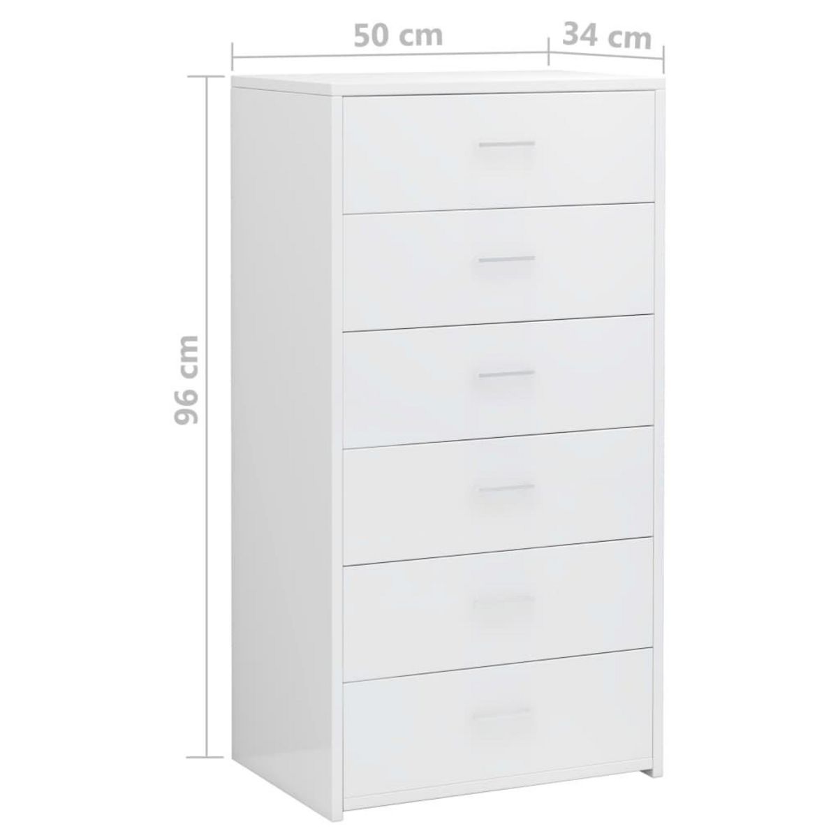 VIDAXL Buffet avec 6 tiroirs Blanc brillant 50x34x96cm Bois ingenierie
