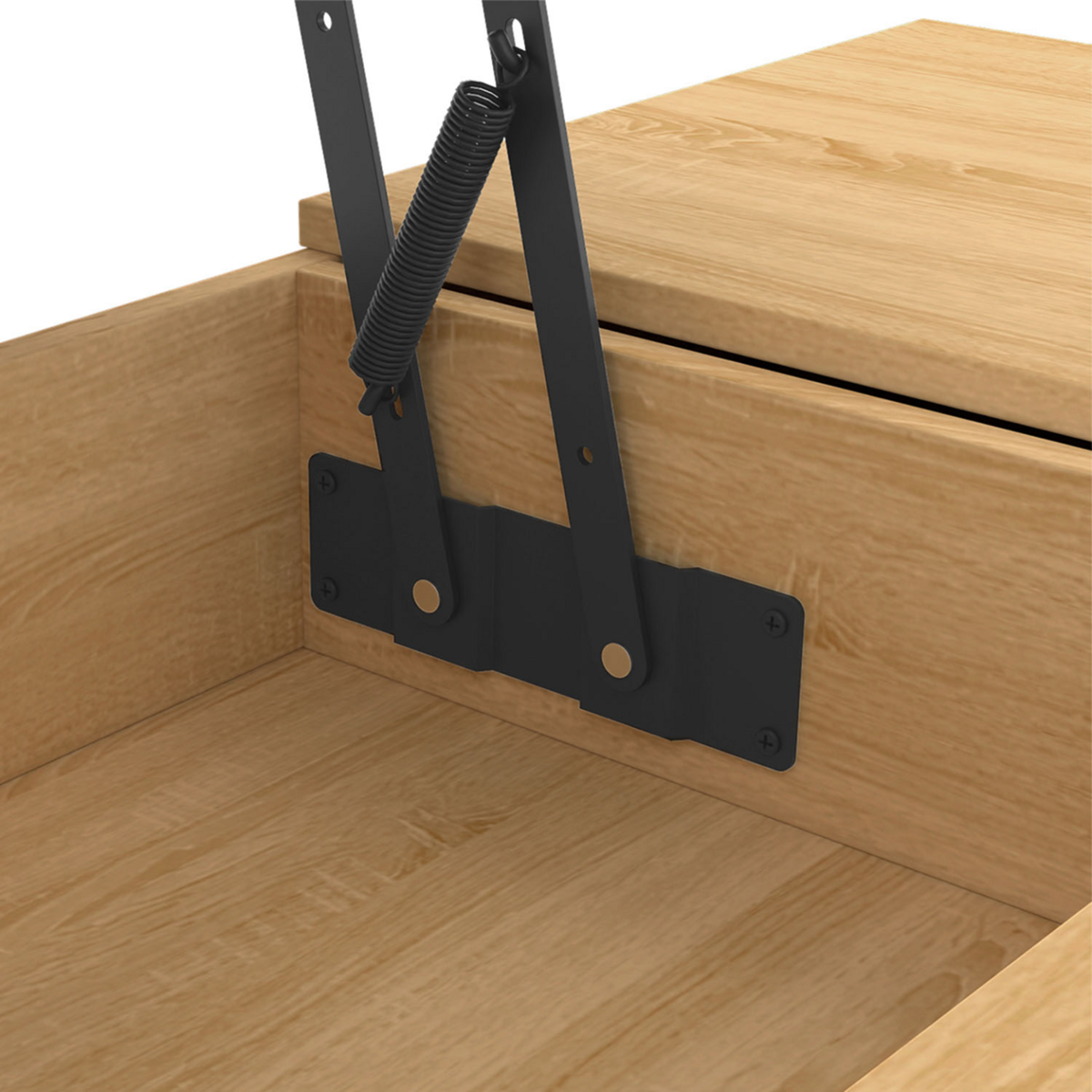 ID MARKET Table basse 2 plateaux relevables rectangulaire EDEN bois et blanc