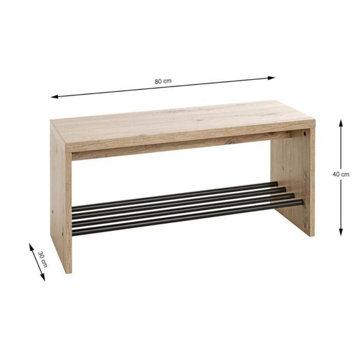 Paris Prix Meuble à Chaussures & Banc  Miranda  80cm Chêne & Noir