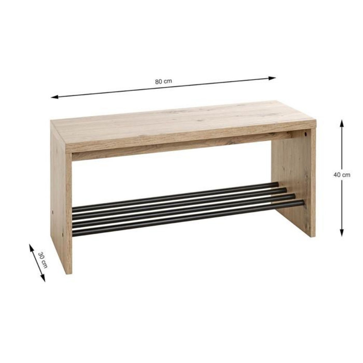 Paris Prix Meuble à Chaussures & Banc  Miranda  80cm Chêne & Noir