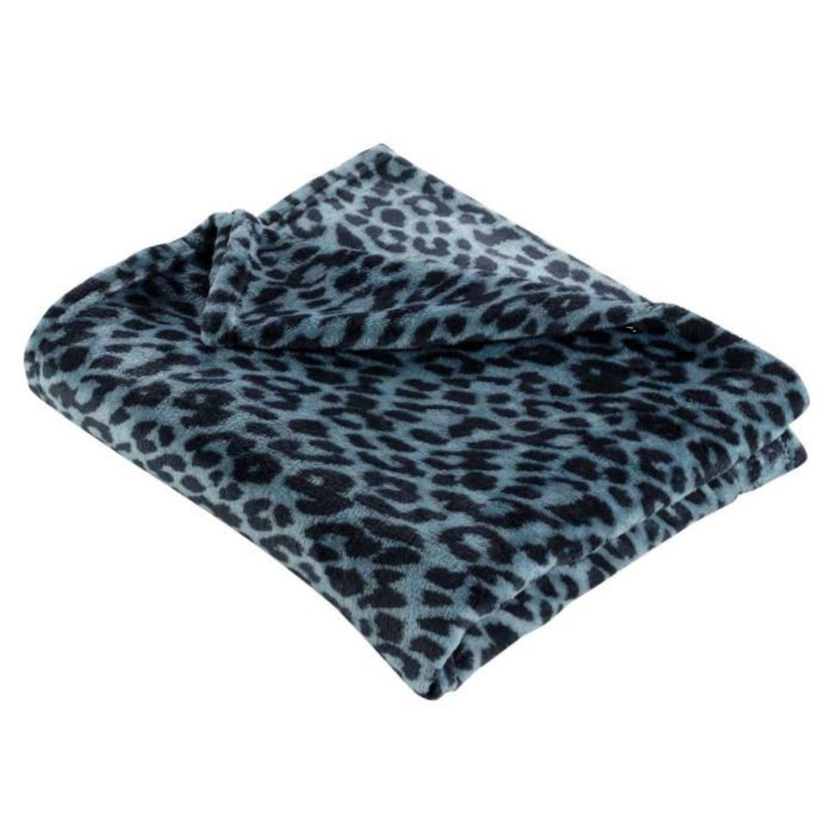 Paris Prix Plaid Flanelle Imprimé  Léopard  125x150cm Bleu