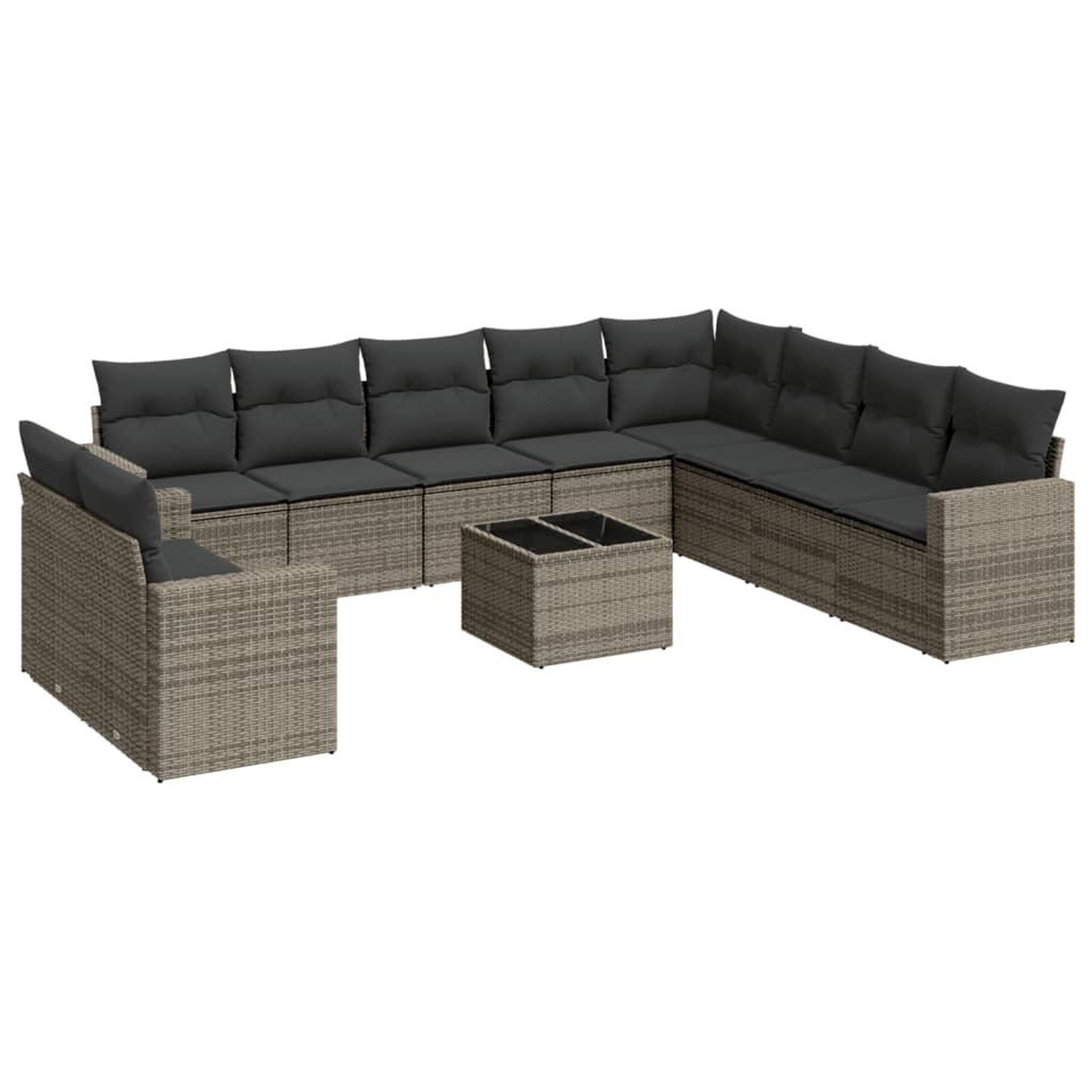 Voir la diapositive 2 : VIDAXL Salon de jardin 11 pcs avec coussins gris resine tressee