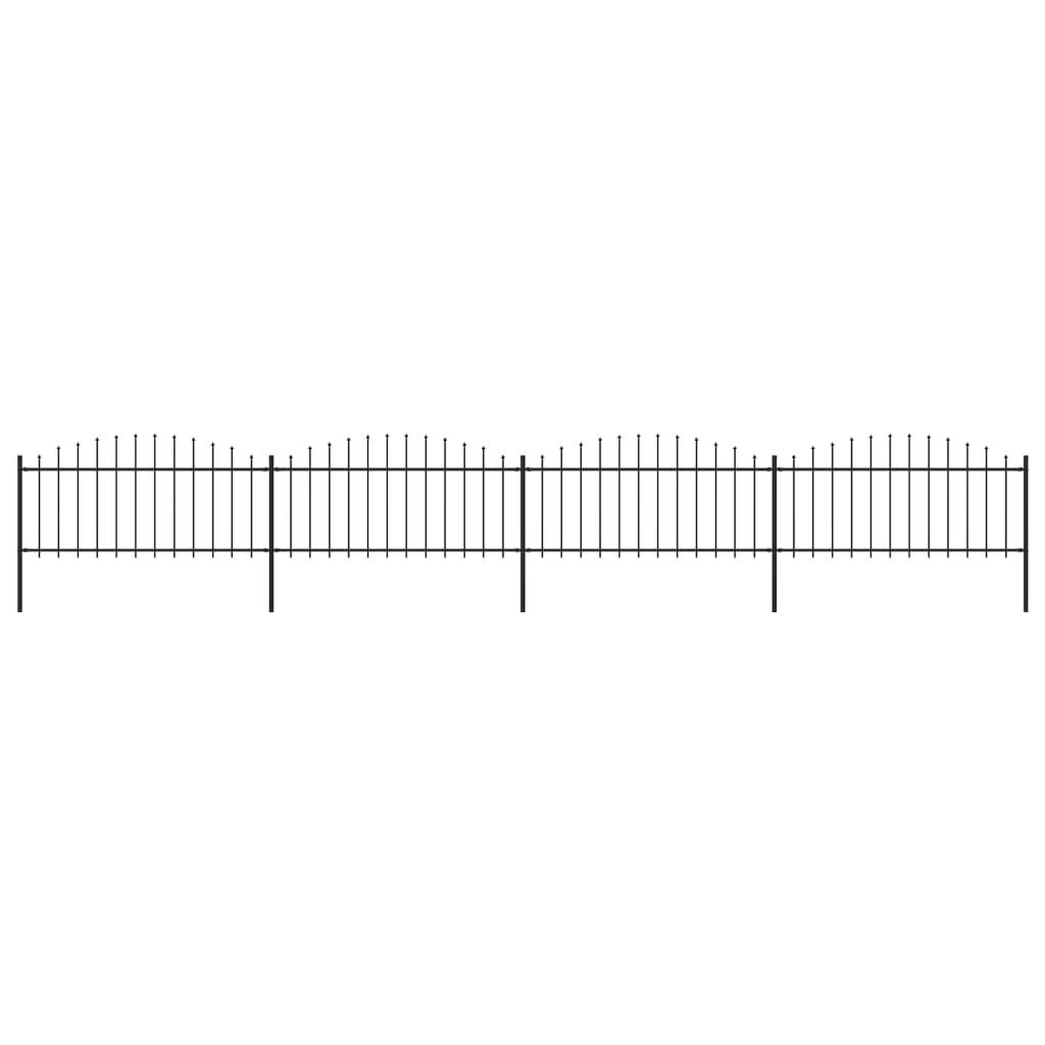 VIDAXL Cloture de jardin a dessus en lance Acier (0,5-0,75)x6,8 m Noir