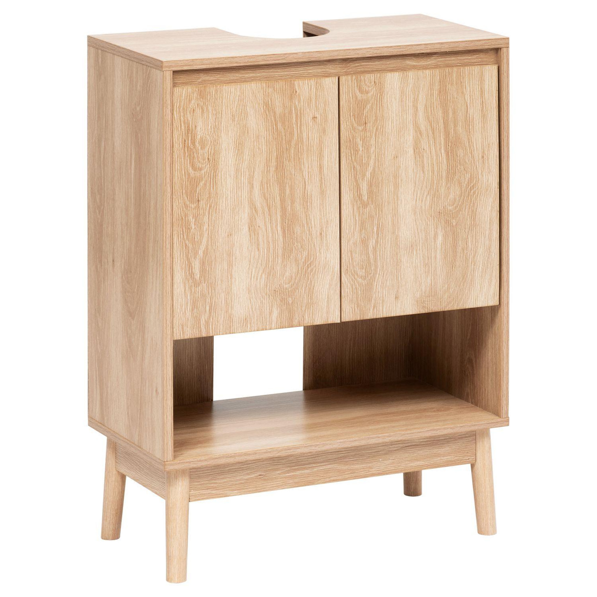 FIVE Meuble sous vasque 2 portes et 1 niche effet bois naturel abana - beige