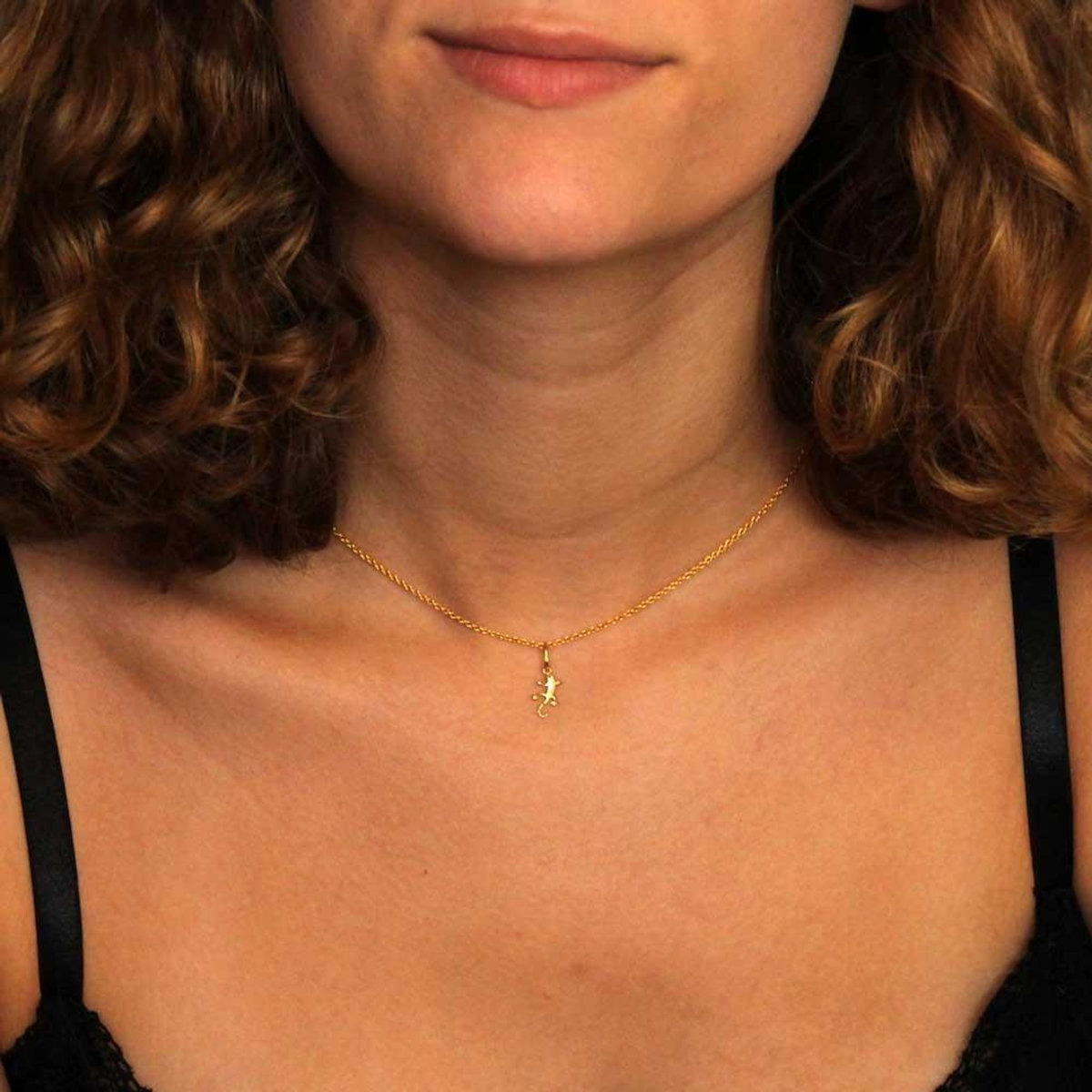 L'ATELIER D'AZUR Collier - Pendentif Or Jaune Salamandre - Chaine Dorée