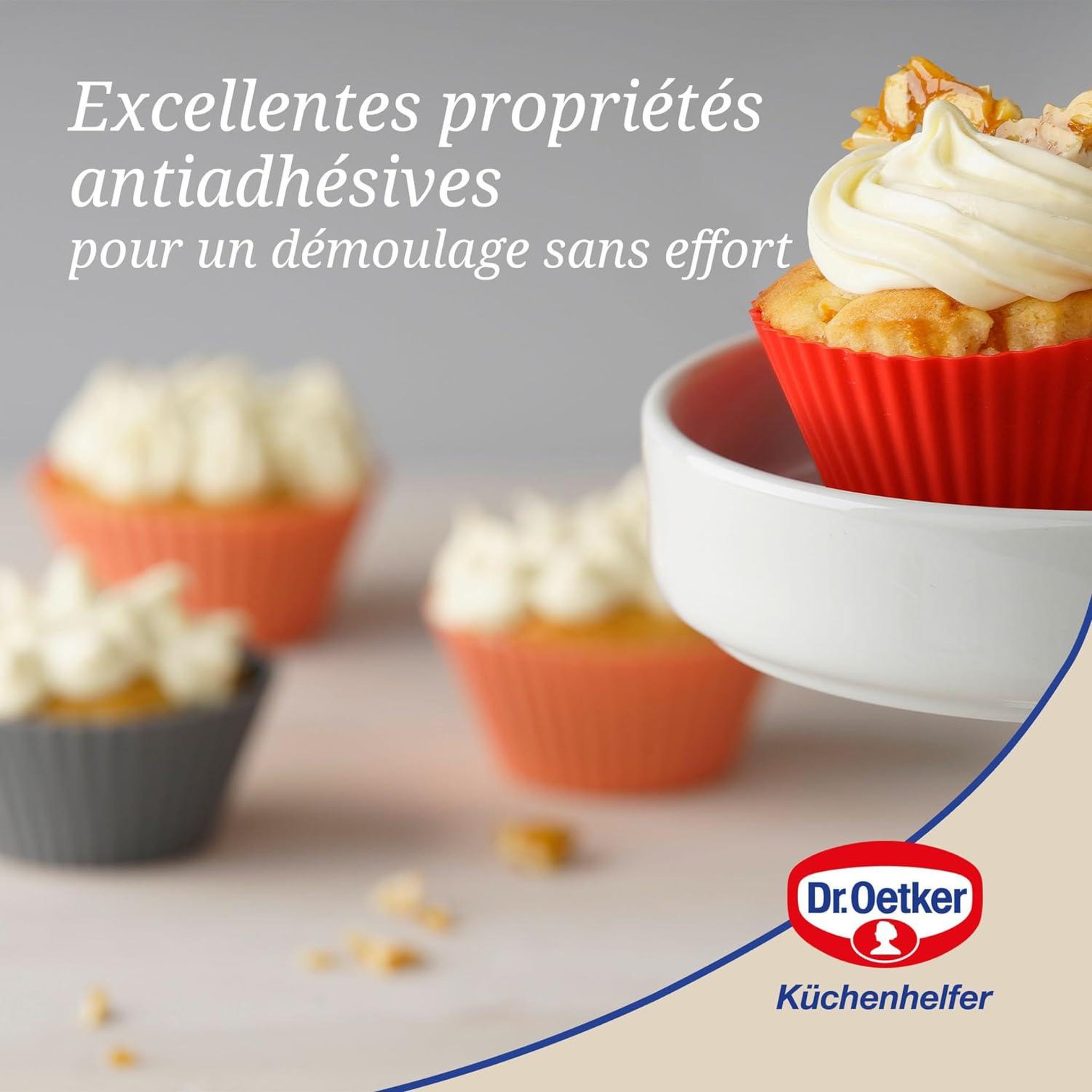 Voir la diapositive 5 : DR.OETKER Lot de 12 caissettes muffins en silicone 7 cm dr. Oetker flexxibel love
