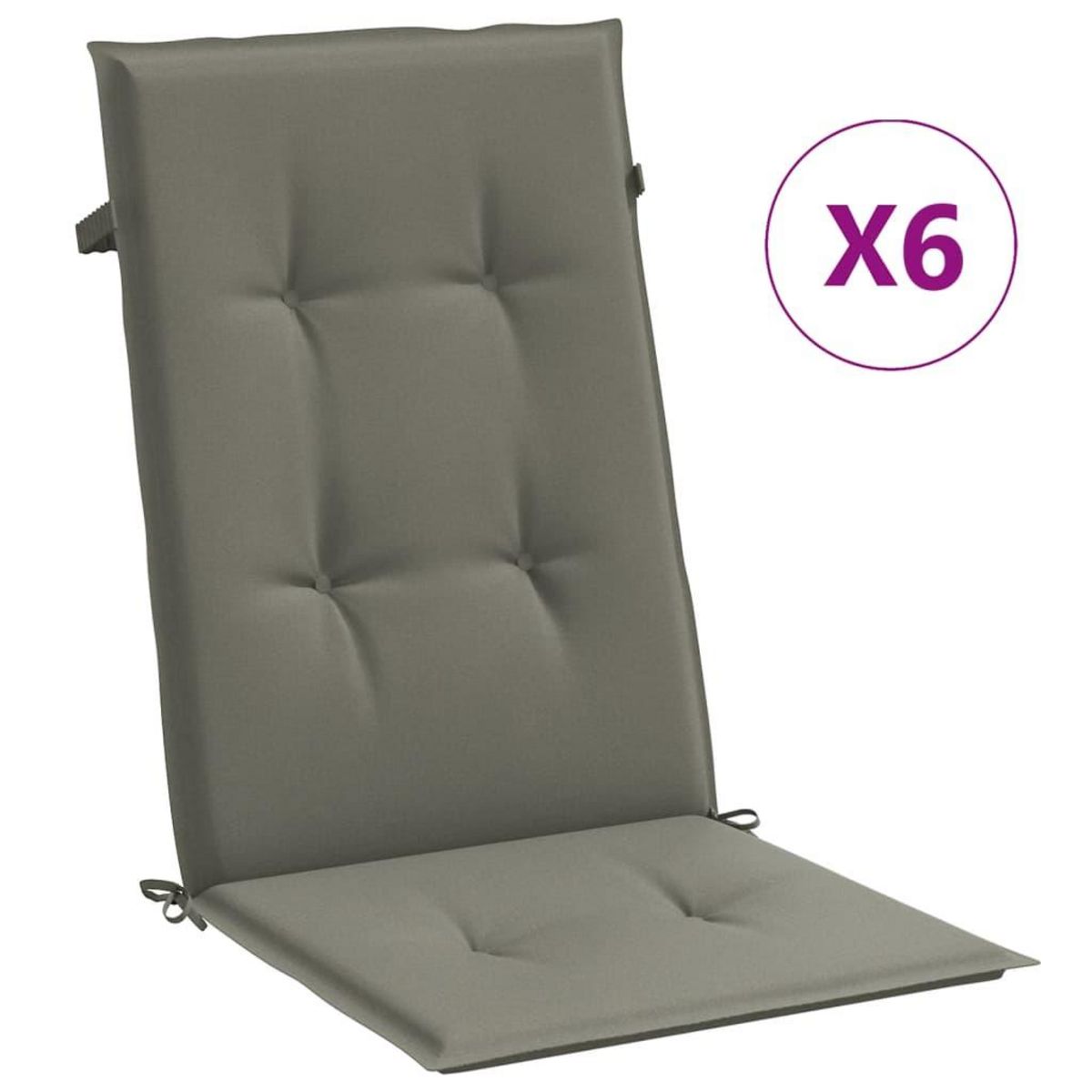 VIDAXL Coussins de chaise a dossier haut lot de 6 gris fonce melange