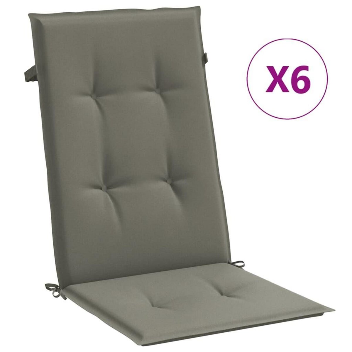 VIDAXL Coussins de chaise a dossier haut lot de 6 gris fonce melange